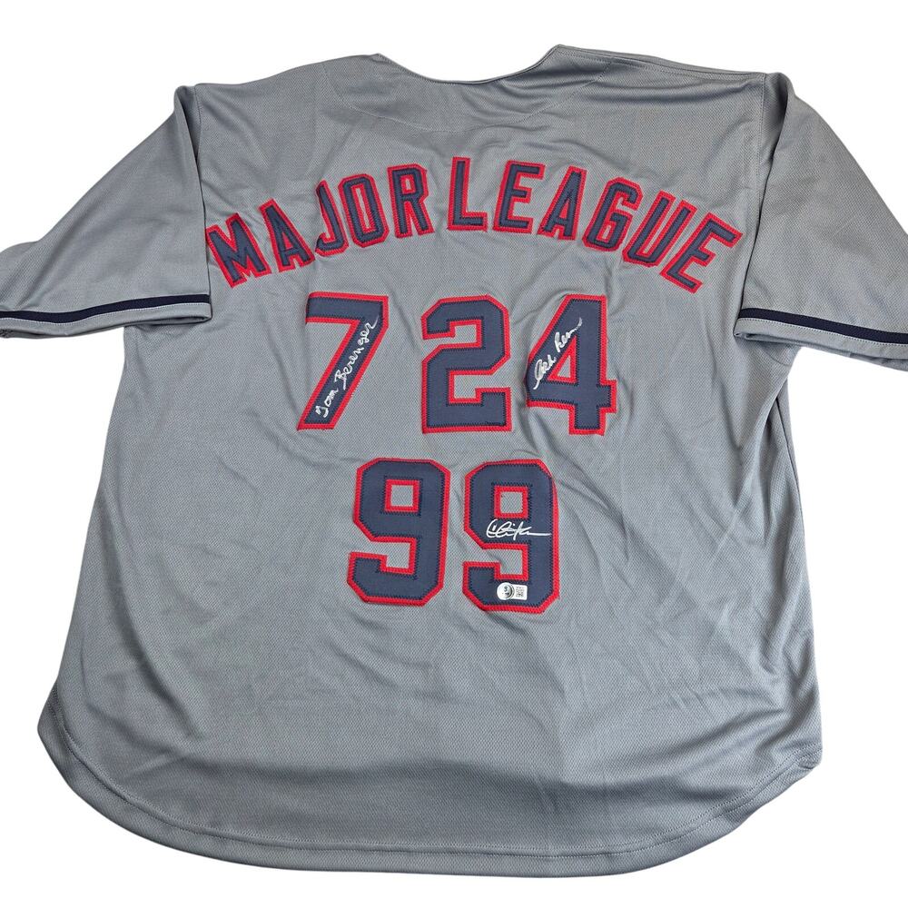 Major League Signed Gray Jersey Charlie Sheen Tom Berenger C. Bernsen Beckett